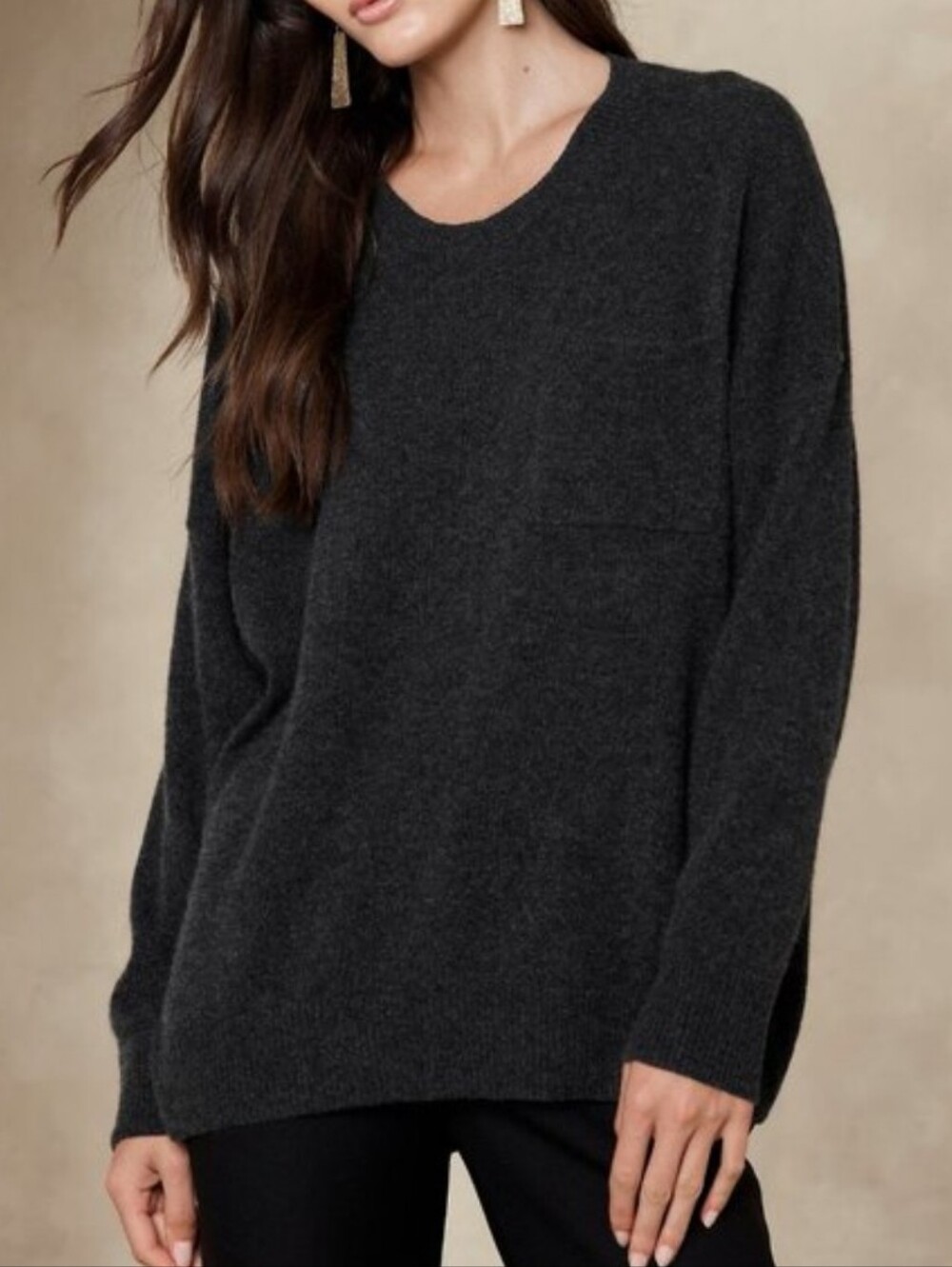 Banana Republic Charcoal Grey Caro Oversized Cashmere Sweater, Size Medium
